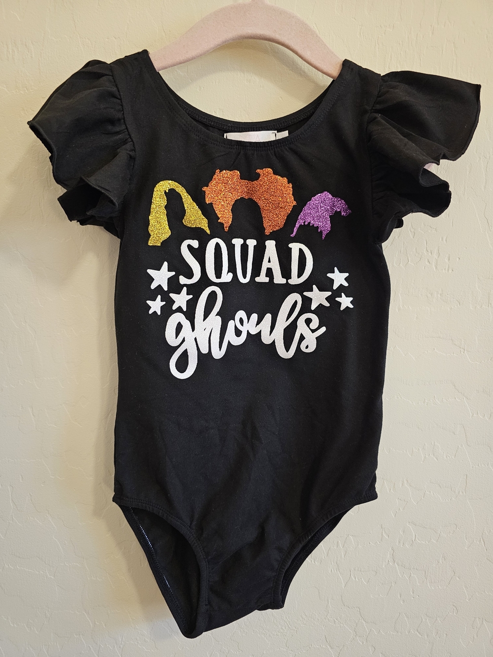 Hocus Pocus Squad Ghouls Halloween Girls Black Leotard 4T.